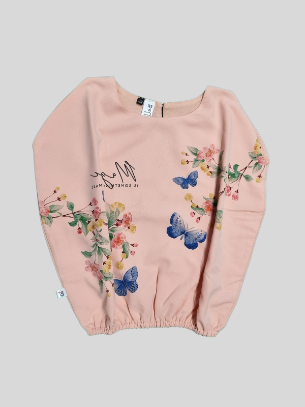 Girls Casual Sleeves Less Printed Fashion Top - Peach