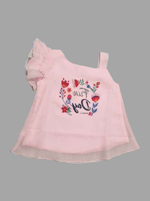 Girls Casual Half Sleeves Plain Fashion Top - Pink