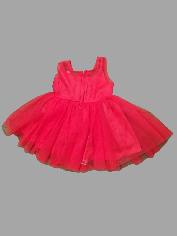 Girls Party  Heavy Party Frock With Work - Red