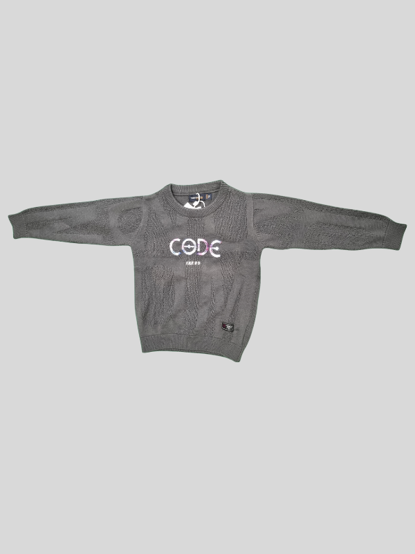 Boys Casual Full Sleeves Printed Round Neck T-Shirt - Grey