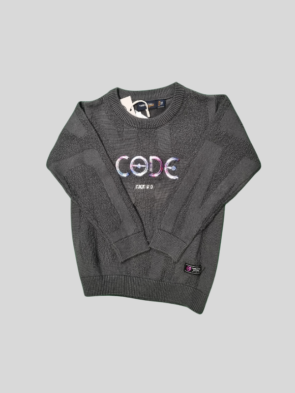 Boys Casual Full Sleeves Printed Round Neck T-Shirt - Grey