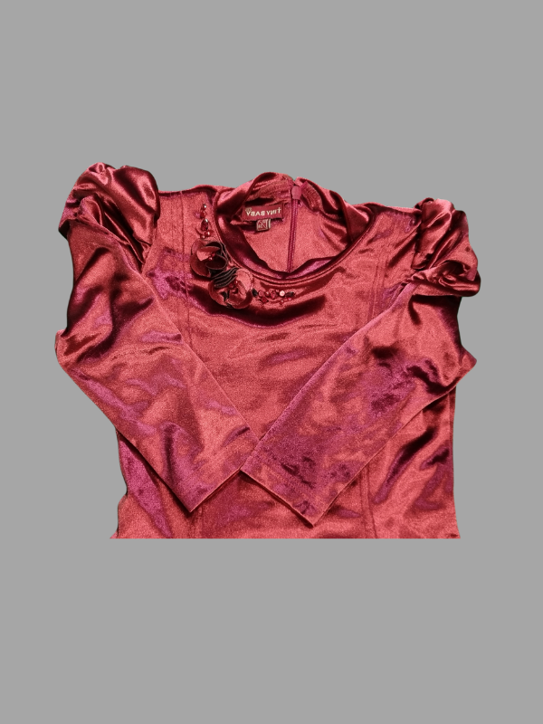 Girls Casual A Line Fancy one peace dress - Maroon