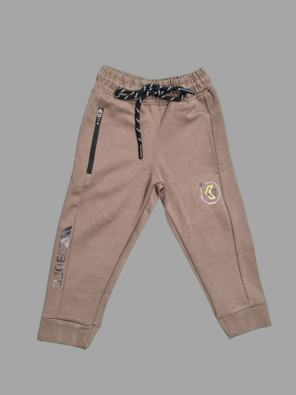 Boys Leisure  Plain Elastic Waist Track Pant With Rib - Grey