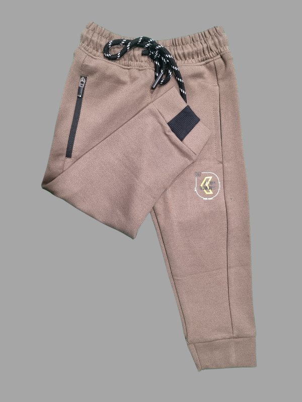 Boys Leisure  Plain Elastic Waist Track Pant With Rib - Grey