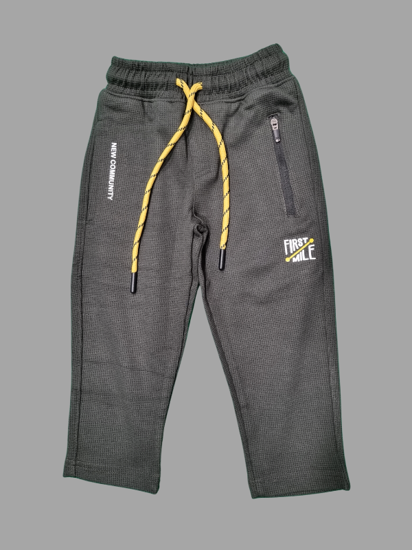 Boys Leisure  Plain Elastic Waist Track Pant W/O Rib - Green