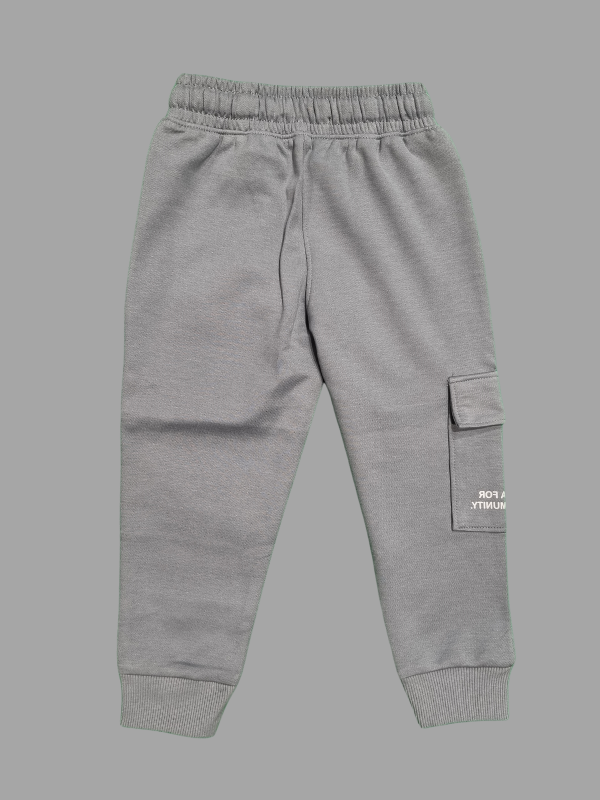 Boys Leisure Plain Elastic Waist Track Pant With Rib - Grey