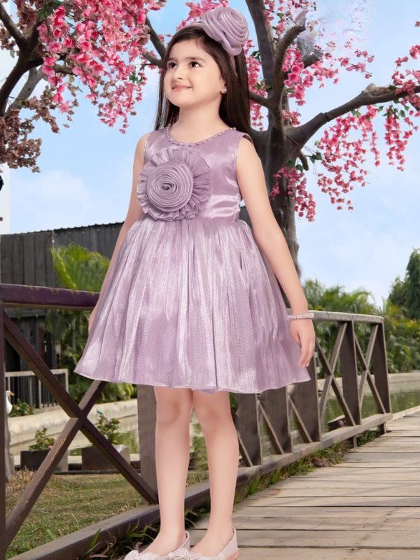 Girls Party Regular Party Frock with work - Purple