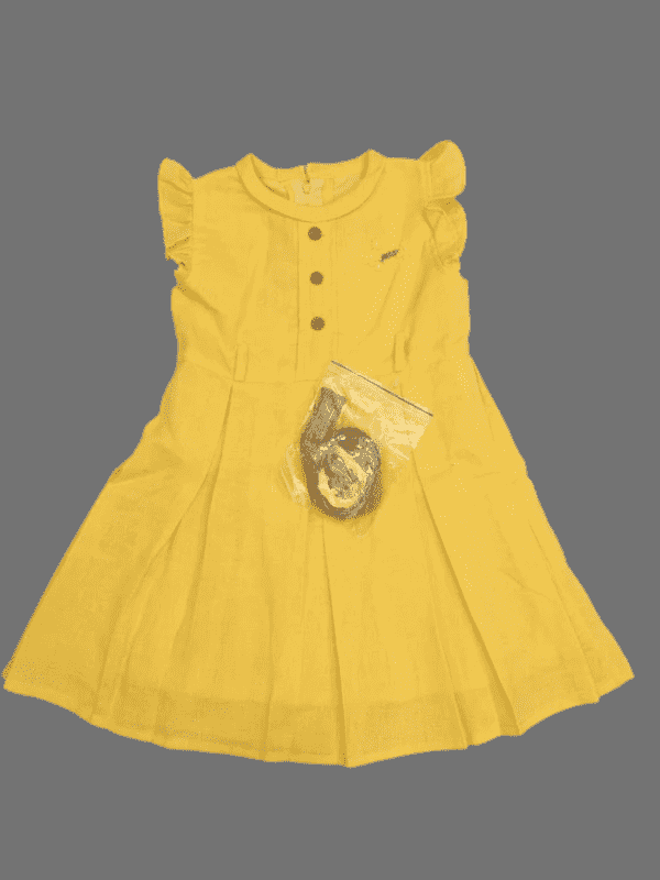Girls Casual Printed Cotton Frocks - Yellow
