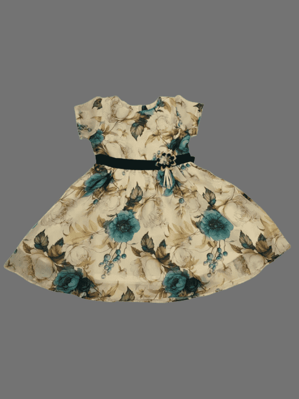 Girls Casual Printed Cotton Frocks - Green