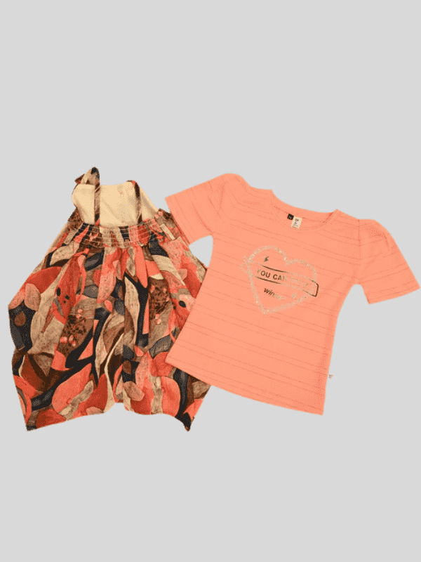 Girls Casual Printed Cotton Frocks - Orange