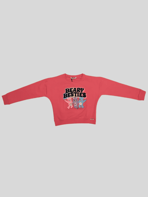 Girls Leisure Full Sleeves Printed Round Neck Top - Pink