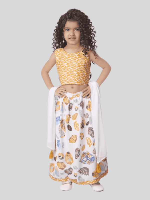 Girls Traditional Sleeves Less Long Choli - Orange