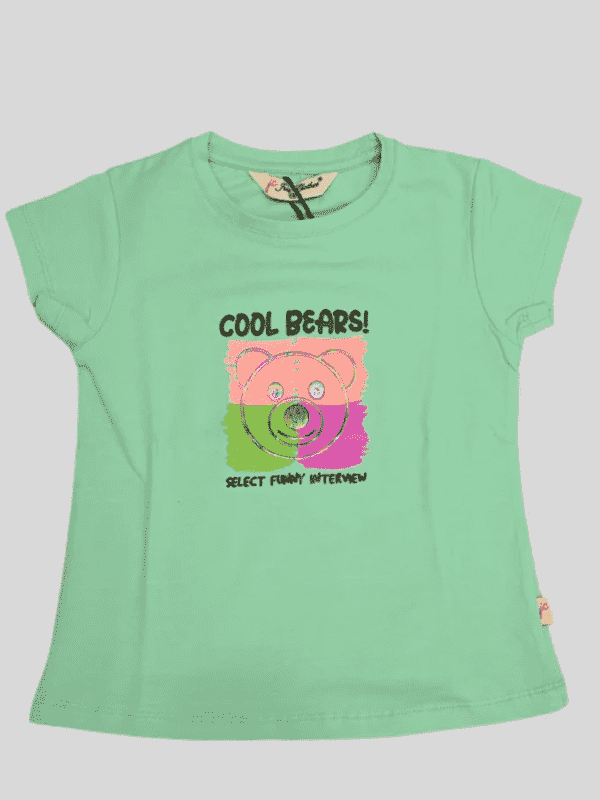 Girls Leisure Half Sleeves Printed Regular Top - Green