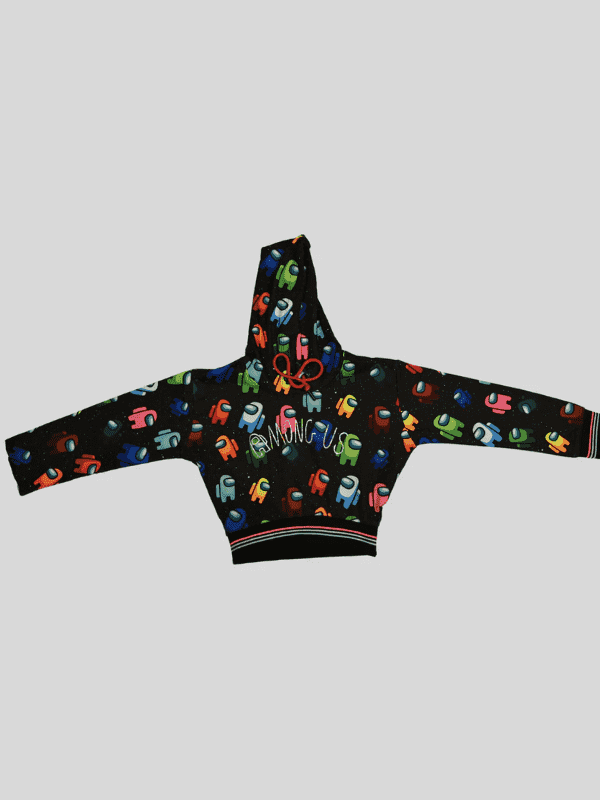 Girls Leisure Full Sleeves Printed Hoodie Top - Black