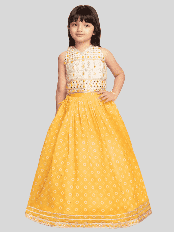 Girls Traditional Sleeves Less Long Choli - L.Yellow