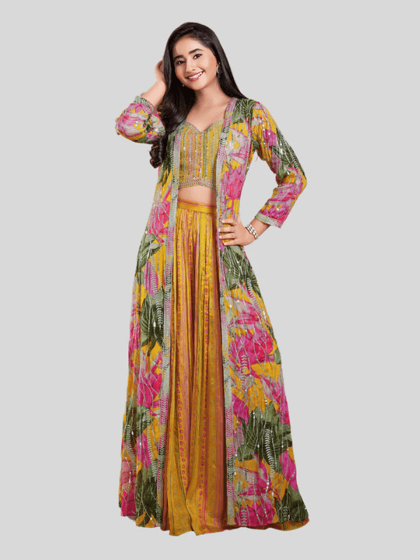 Girls Traditional Full Sleeves Long Choli - Yellow