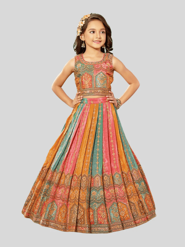 Girls Traditional Sleeves Less Long Choli - Pink