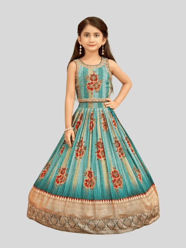 Girls Traditional Sleeves Less Long Choli - Green