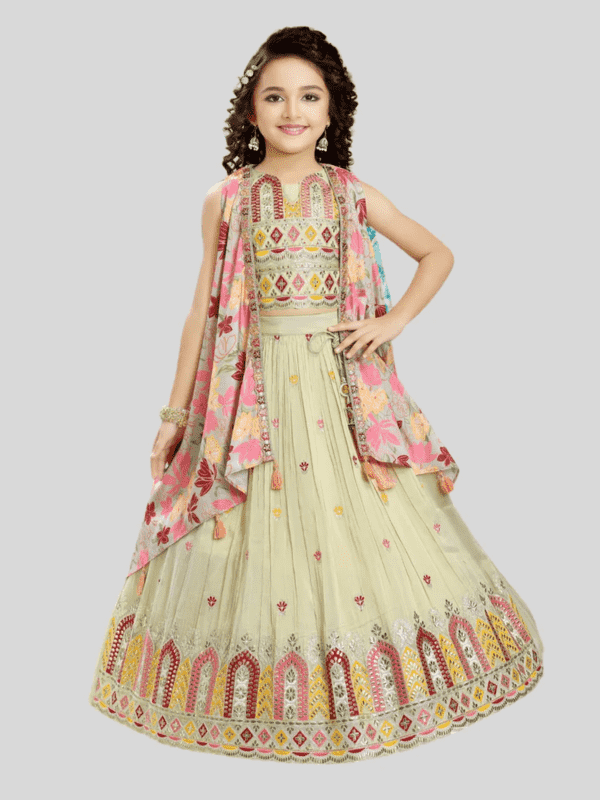 Girls Traditional Sleeves Less Long Choli - Fawn
