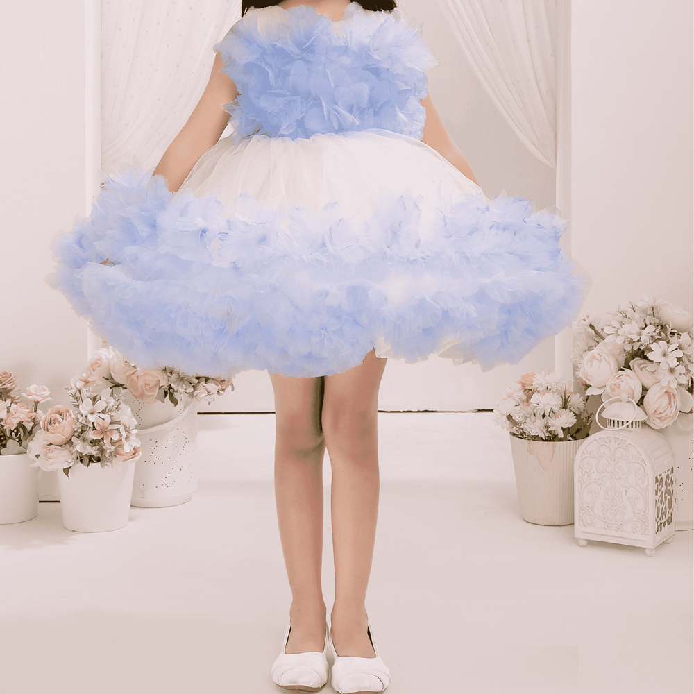 Girls Party Heavy Western Gown With Work - Blue