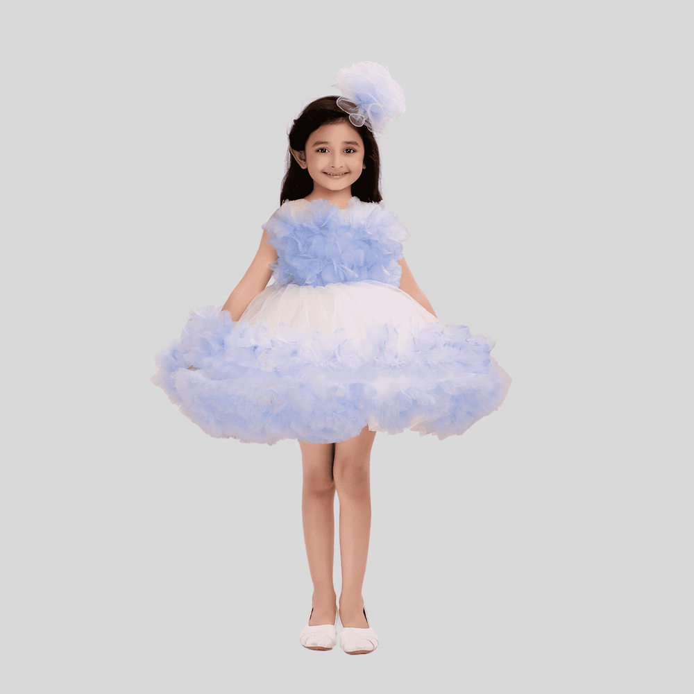 Girls Party Heavy Western Gown With Work - Blue