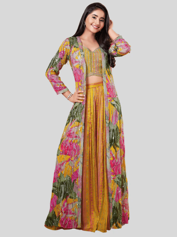 Girls Traditional Full Sleeves Long Choli - Yellow