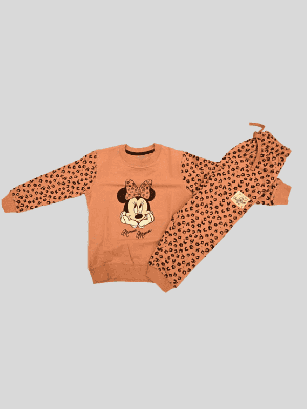 Girls Casual Printed Full Sleeves Track Pant Set - Peach