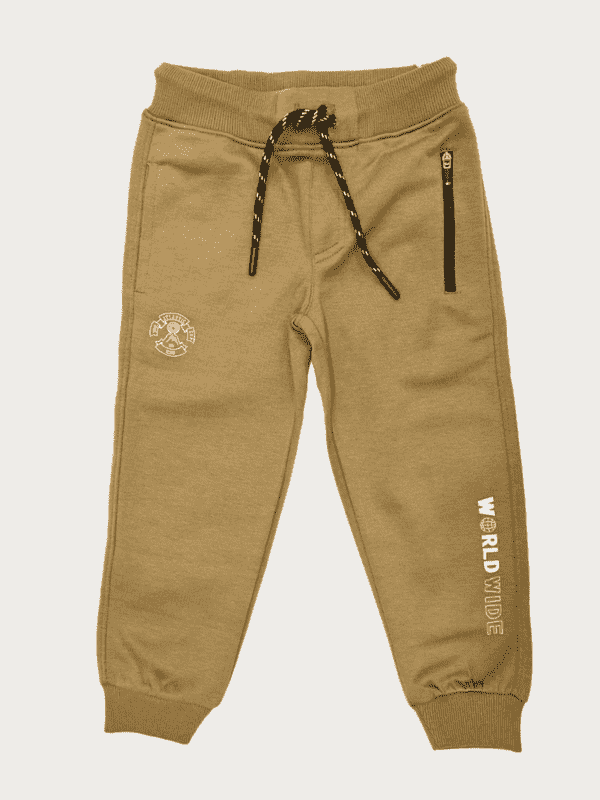 Boys Leisure Plain Elastic Waist Track Pant With Rib - Grey