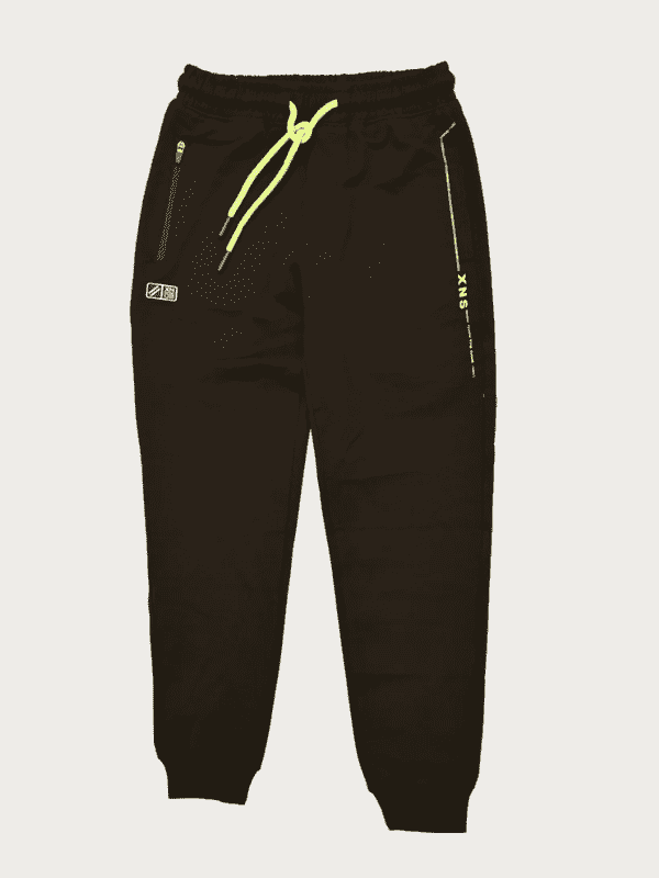 Boys Leisure Plain Elastic Waist Track Pant With Rib - Black.