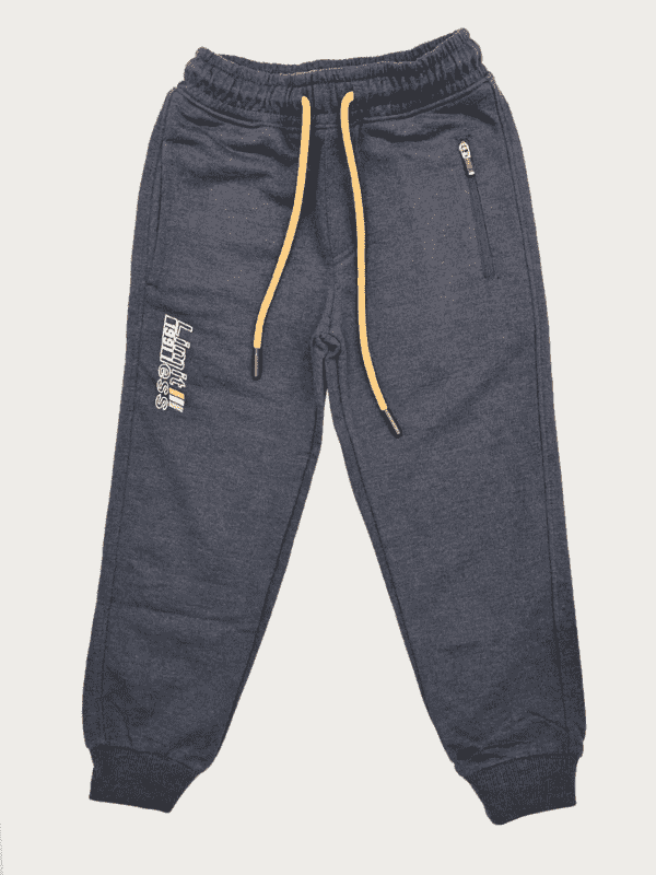 Boys Leisure Plain Rib Waist Track Pant With Rib - Blue