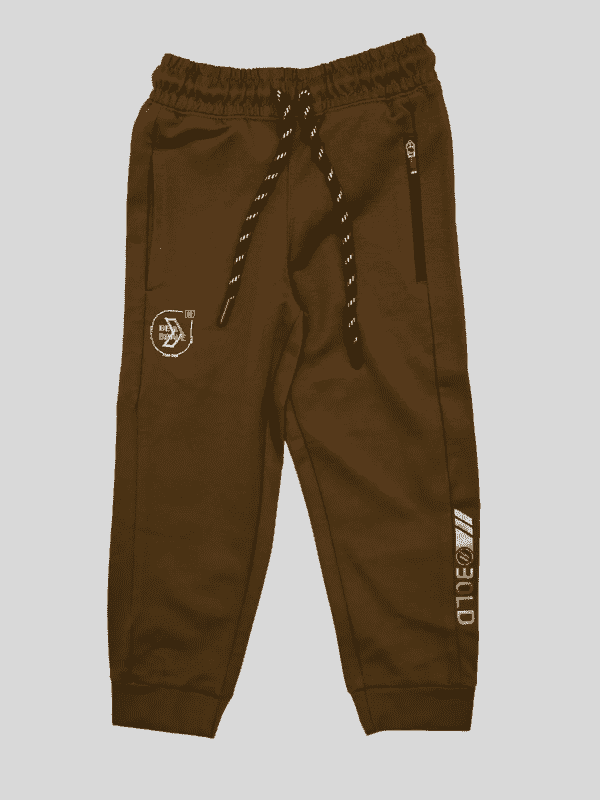 Boys Leisure Plain Elastic Waist Track Pant With Rib - Olive Green