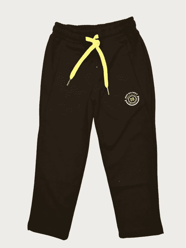 Boys Leisure Plain Rib Waist Track Pant W/O Rib - Black