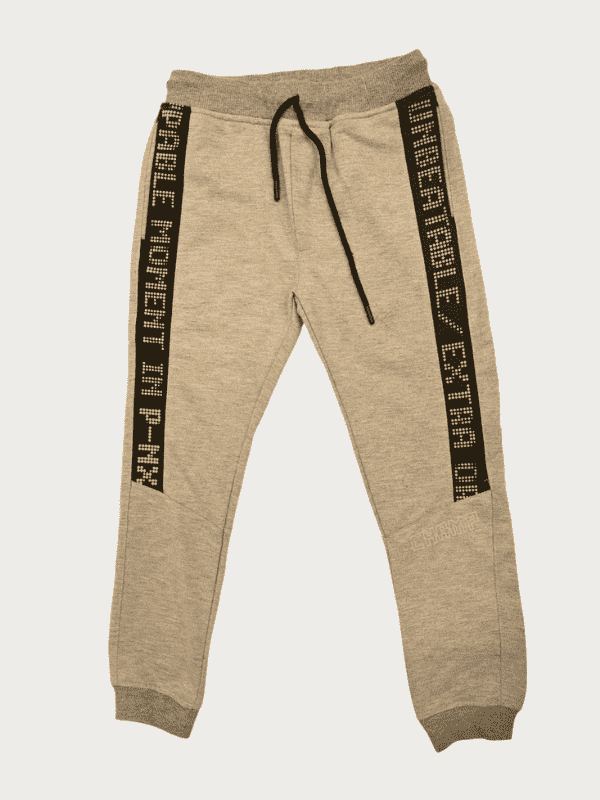 Boys Leisure Plain Elastic Waist Track Pant With Rib - L.Grey