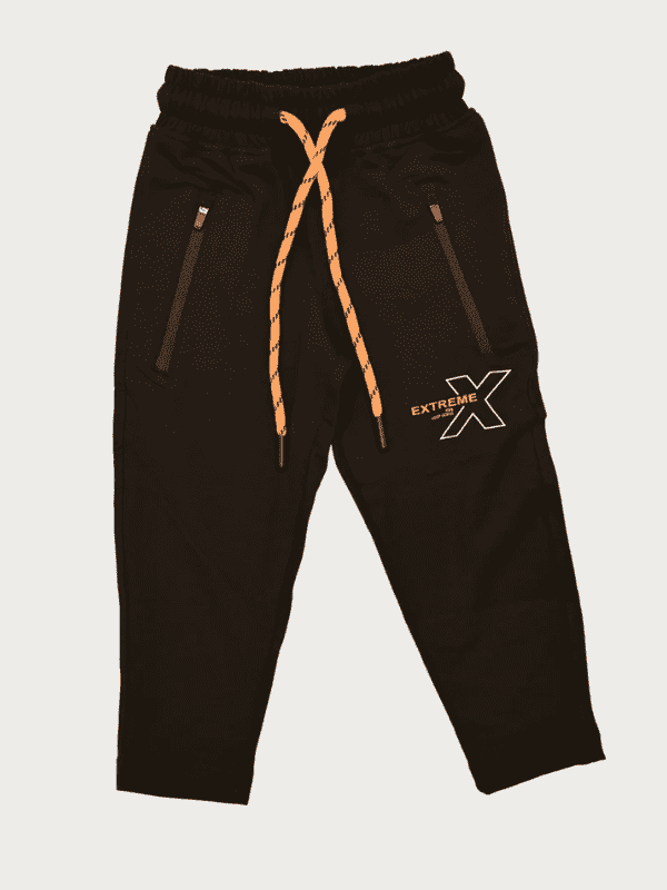 Boys Leisure Plain Rib Waist Track Pant W/O Rib - Black