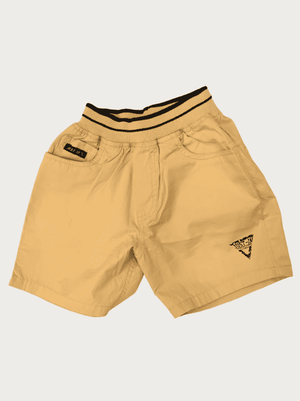 Boys Casual Plain Cotton Shorts Full Elastic - Fawn