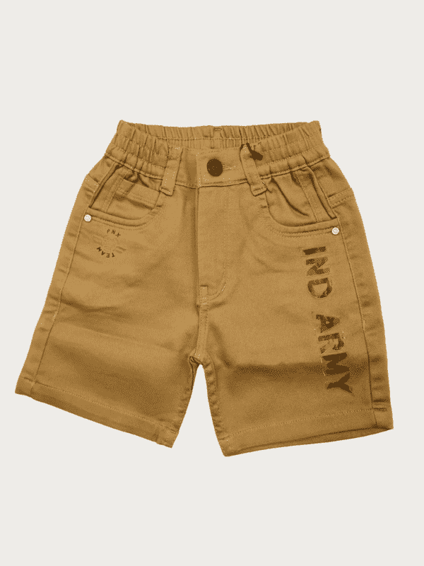 Boys Leisure Plain Elastic Waist Shorts Full Elastic - Brown