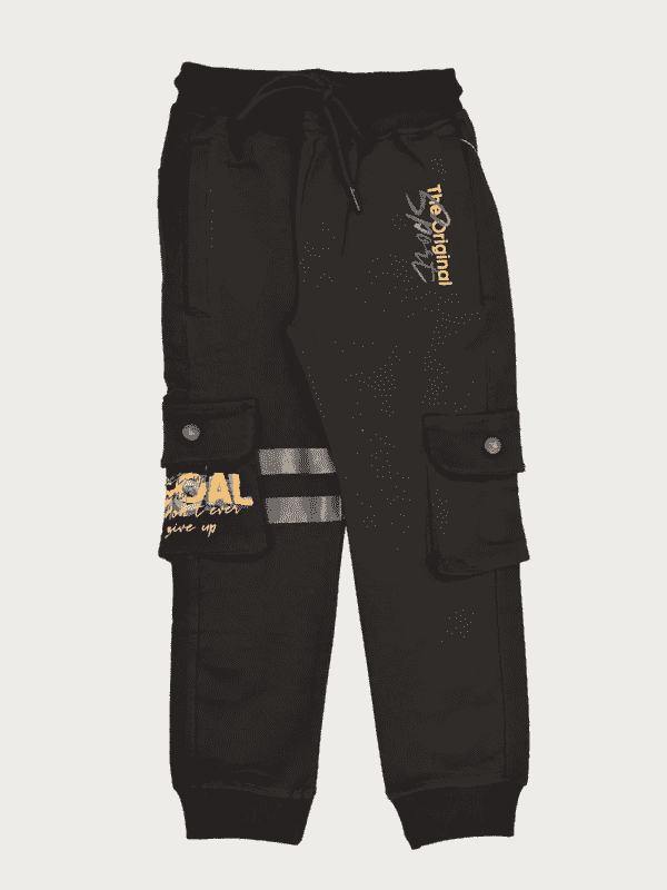 Boys Leisure Plain Rib Waist Track Pant With Rib - Navy Blue