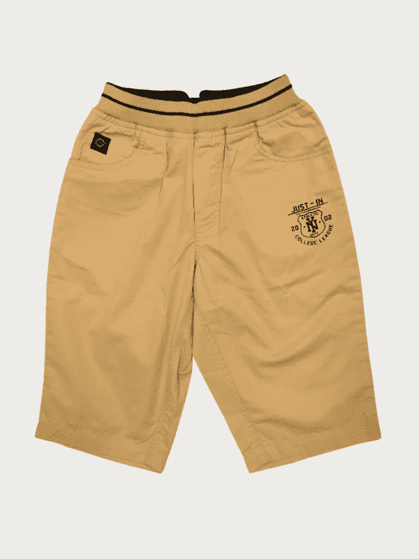 Boys Casual Plain Cotton Shorts Full Elastic - Cream