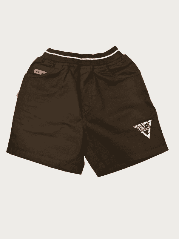 Boys Casual Plain Cotton Shorts Full Elastic - Black