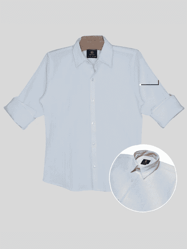 Boys Casual Full Sleeves Plain Fashion Shirt - White