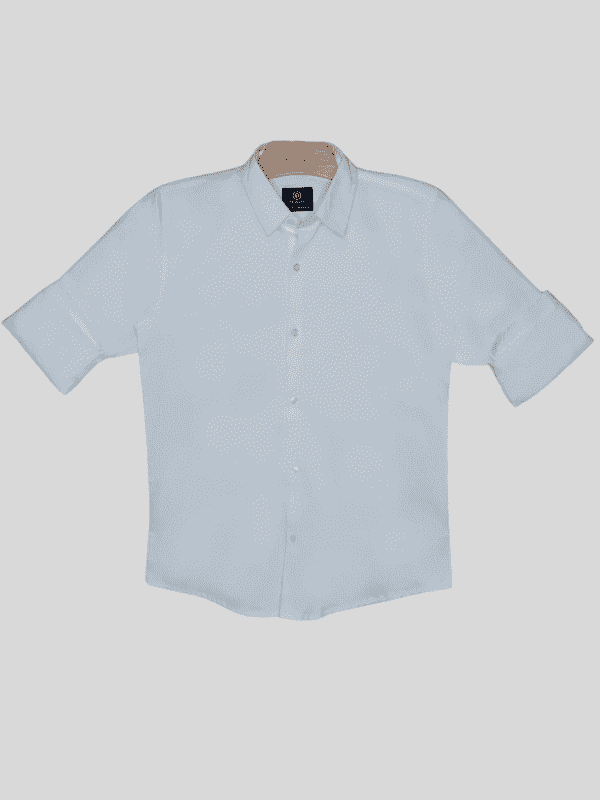 Boys Casual Full Sleeves Plain Regular Shirts - White