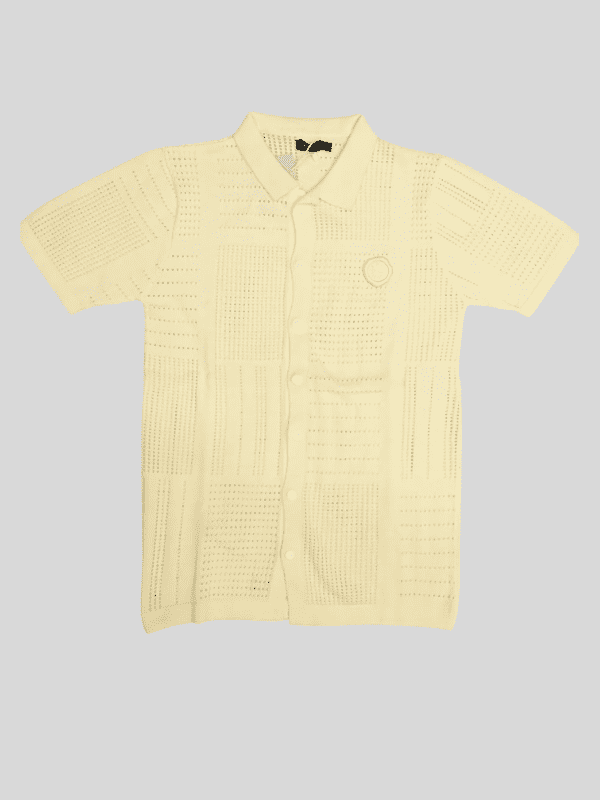 Boys Casual Half Sleeves Plain Collar T-Shirt - White