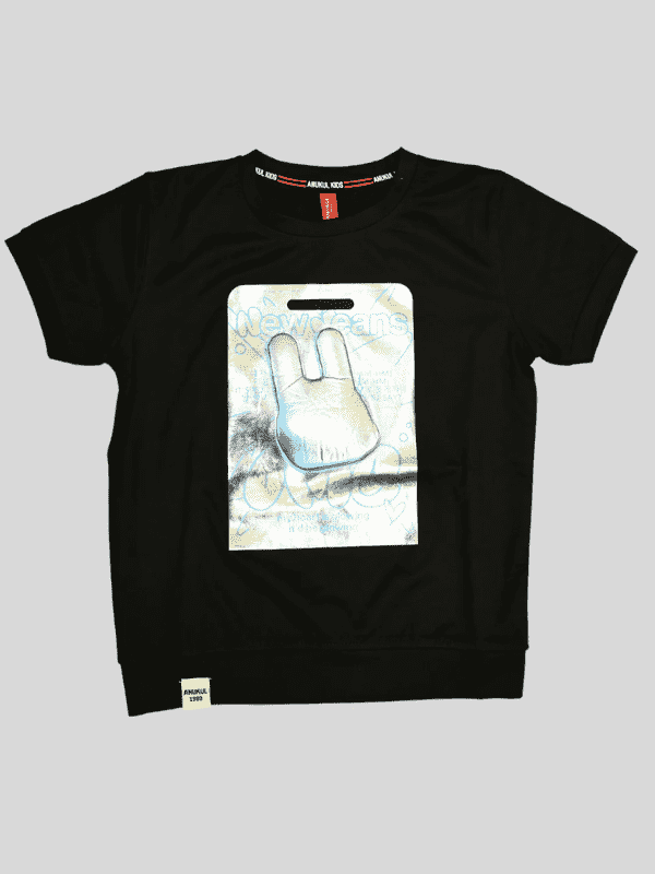 Boys Casual Half Sleeves Printed Round Neck T-Shirt - Black