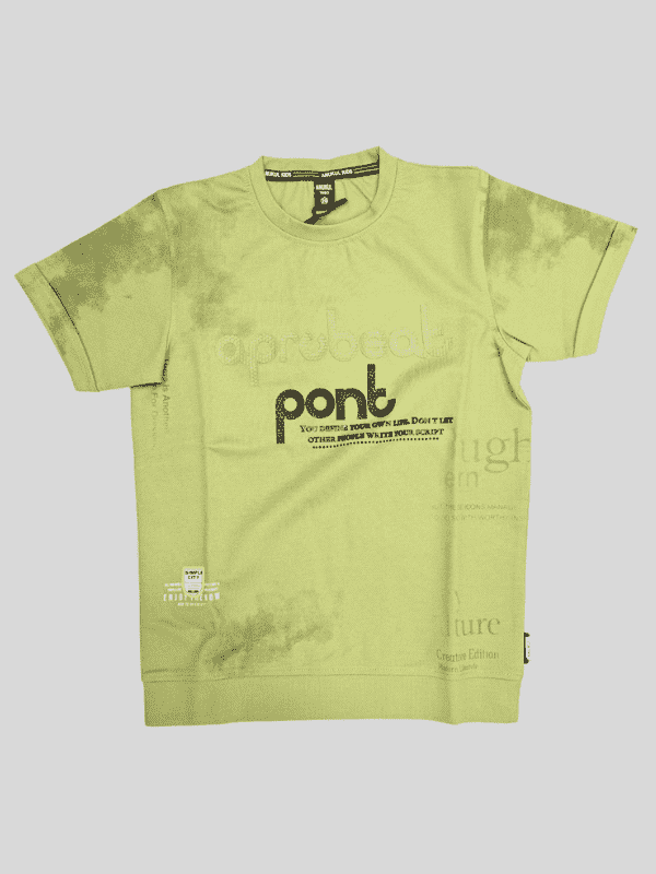 Boys Casual Half Sleeves Printed Round Neck T-Shirt - Green