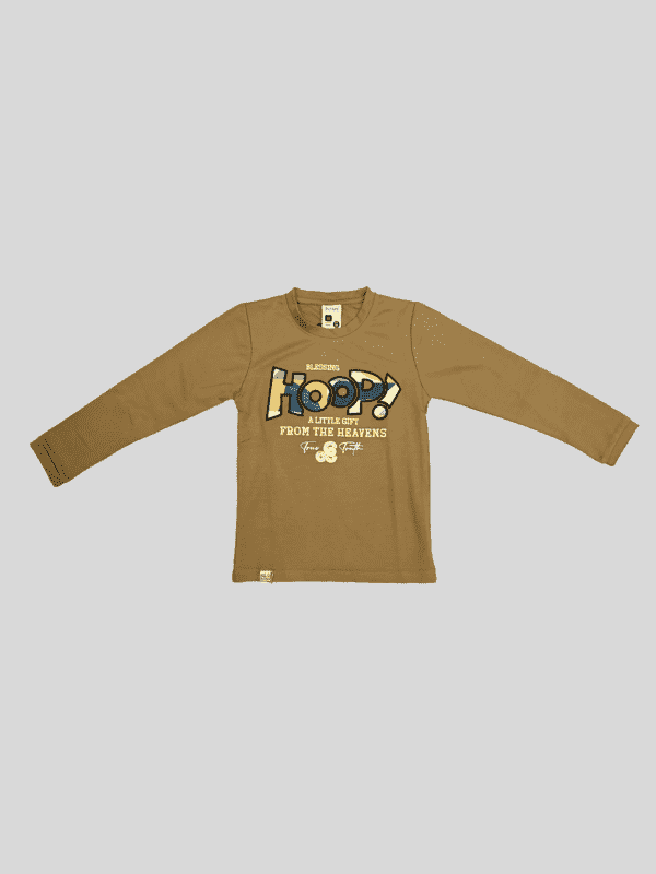 Boys Casual Full Sleeves Plain Round Neck T-Shirt - Brown