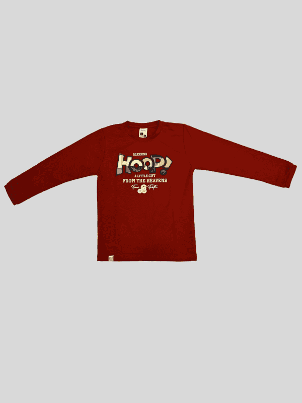 Boys Casual Full Sleeves Plain Round Neck T-Shirt - Maroon