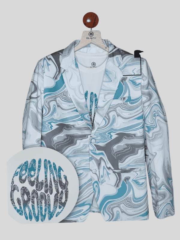 Boys Party Blazer With T-Shirt -Cream