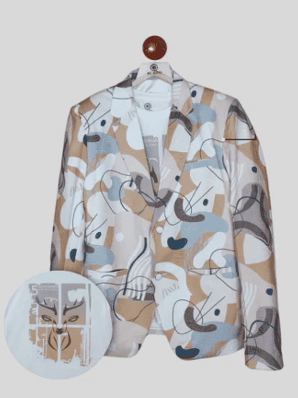 Boys Party Blazer With T-Shirt -Cream