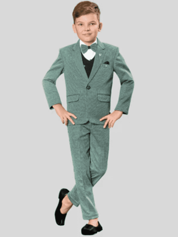 Boys Party 5 Piece Suit With Bow-Green