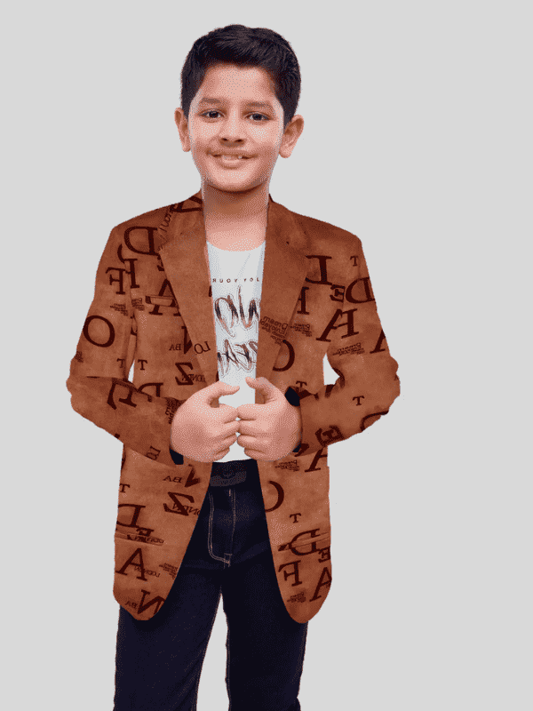 Boys Party Blazer With T-Shirt -Brown